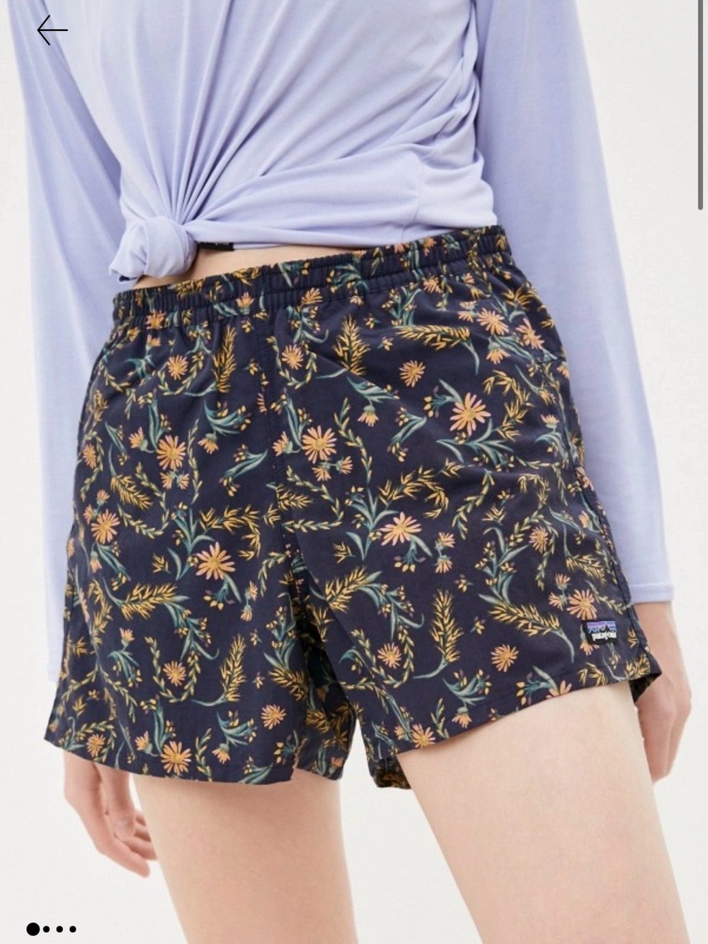 Patagonia Women's Navy Floral Elastic-Waist Shorts